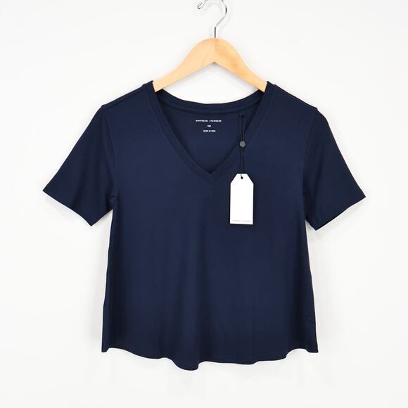 Universal Standard Penia Easy Tee Navy Blue Pima Cotton Blend Size 4XS 00 NWT - Picture 2 of 7